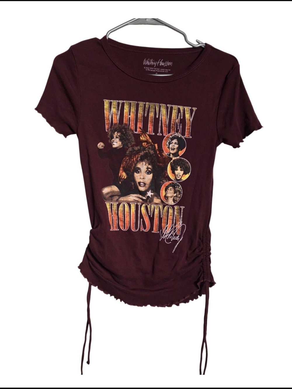 Whitney Houston Graphic Tee - Burgundy Women’s Top